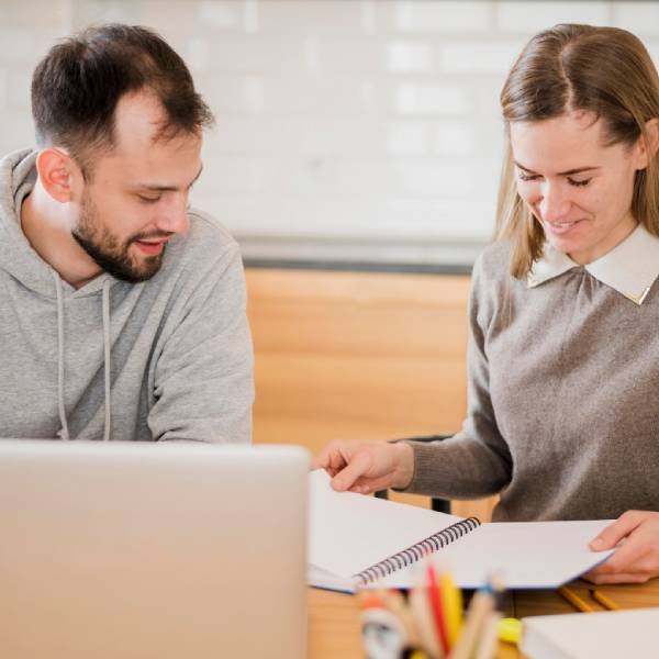female tutor and student at home